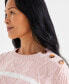 ფოტო #4 პროდუქტის Petite Striped Cable-Knit Button-Trim Sweater, Created for Macy's