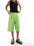 Фото #1 товара ASOS DESIGN smart linen blend longline shorts in bright green