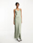 River Island studded maxi slip dress in sage