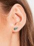 Kingsley Ryan sterling silver emerald treble drop stud earrings