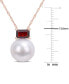 ფოტო #4 პროდუქტის Cultured Freshwater Pearl (11mm) & Rhodolite Garnet (3/4 ct. t.w.) 17" Pendant Necklace in 14k Rose Gold