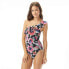 Фото #1 товара Carmen Marc Valvo Women's 246925 Blooms One Shoulder One-piece Swimsuit Size 12
