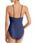 Фото #2 товара Tory Burch 169027 Womens Solid Knotted One Piece Swimsuit Navy Size Small
