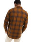 Selected Homme check shirt in brown and navy