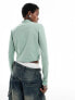 Vans mini mock neck long sleeved crop top in light green