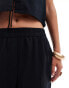 Фото #2 товара Abercrombie & Fitch co-ord linen blend wide leg trouser in black