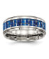 ფოტო #1 პროდუქტის Stainless Steel Blue Fiber Inlay 8mm Edge Band Ring