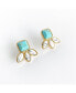 Sanctuary Project by Semi Precious Turquoise and White Howlite Three Stone Stud Earrings Gold