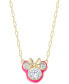 Cubic Zirconia & Pink Enamel Minnie Mouse 18" Pendant Necklace in 18k Gold-Plated Sterling Silver
