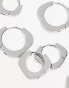 Фото #3 товара Topshop Pedro waterproof stainless steel pack of 4 hexagonal hoop earrings in silver tone