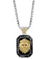 Фото #1 товара EFFY® Men's Onyx & Black Spinel (1-1/5 ct. t.w.) Lion Dog Tag 22" Pendant Necklace in Sterling Silver & 14k Gold-Plate