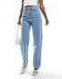 DTT Katy high waisted cropped straight jeans in light blue wash Голубой, 36 - фото #3