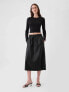 Vegan Leather Midi Skirt