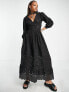 Фото #3 товара Reclaimed Vintage long sleeve maxi dress with lace trim