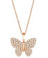 ფოტო #1 პროდუქტის Nude Diamond Butterfly Adjustable 20" Pendant Necklace (1-1/20 ct. t.w.) in 14k Rose Gold