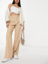 Фото #7 товара Stradivarius wide leg trouser in stone pinstripe