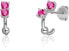 Silver circle earrings with fuchsia zircons SVLE0701XH2R100