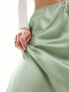 Фото #7 товара 4th & Reckless Tall exclusive satin drawstring waist maxi skirt in sage green