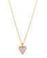 ფოტო #1 პროდუქტის White Mother of Imitation Pearl Heart Adjustable Gold-Tone Pendant Necklace