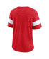 ფოტო #2 პროდუქტის Women's Heather Red Georgia Bulldogs Plus Size Arched City Sleeve Stripe V-Neck T-shirt