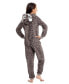 ფოტო #2 პროდუქტის Toddler|Child Girls Plush Flannel Fleece Onesie Sleepwear with Animal Face Hood, Flame Resistant, Footless, Half Zip Kids Pajamas