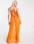 Фото #2 товара ASOS DESIGN Maternity plunge sheer maxi beach dress in with rope detail in orange