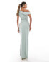 Фото #2 товара Vesper off shoulder drape detail maxi dress in sage green