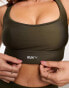 Puma Running Evolve medium support sports bra in khaki