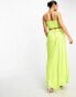 Фото #4 товара Something New satin tie detail maxi skirt co-ord in neon yellow