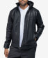 Men's Grainy Polyurethane Leather Hooded Jacket with Faux Shearling Lining