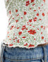 Daisy Street 90s halter neck crop top in red ditsy floral kleines, rotes Muster, DE 50 - фото #4