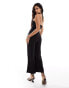 Mango halterneck ring jumpsuit in black