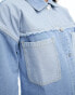 Фото #3 товара In The Style frayed seam pocket detail denim jacket in light blue