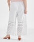 ფოტო #3 პროდუქტის Plus Size Cotton Crochet Wide-Leg Pants, Created for Macy's