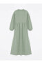 Фото #2 товара LCW Gömlek Yaka Düz Uzun Kollu Keten Karışımlı Kadın Elbise