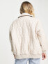 ASOS DESIGN faux leather quilted bomber jacket in cream