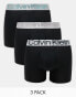 Фото #1 товара Calvin Klein Steel 3 pack boxer brief with coloured logo waistband in black