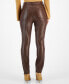 Фото #2 товара Juniors' Faux-Leather Straight-Leg Pants, Created for Macy's