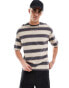 ADPT oversized t-shirt in washed beige stripe