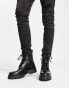 ASRA luiz lace up boots in black leather