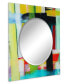 Printed Tempered Art Glass with Round Beveled Mirror Wall Decor 36" x 36''