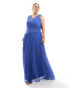 Фото #1 товара TFNC Plus Bridesmaid chiffon wrap front pleated maxi dress in aster blue