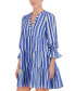 Фото #4 товара Women's Striped Smocked-Sleeve Tiered Dress