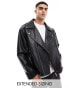 ASOS DESIGN faux leather oversized biker jacket in black