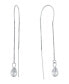 Clear Crystal Briolette Pull Through Chain Earrings in Sterling Silver