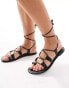 Фото #4 товара Pull&Bear leather lace up sandals in black