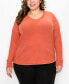 Фото #1 товара Plus Size Cozy Rib V-neck Dolman Top