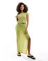 Фото #1 товара Vero Moda textured jersey maxi skirt co-ord in light green