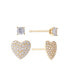 ფოტო #1 პროდუქტის Gianni Bernini 2-Pair Cubic Zirconia Pave Heart Stud Earrings Set (0.69 ct. t.w.) in Sterling Silver or 18K Gold Over Sterling Silver