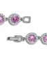 Pink Cubic Zirconia Round Halo Link Bracelet